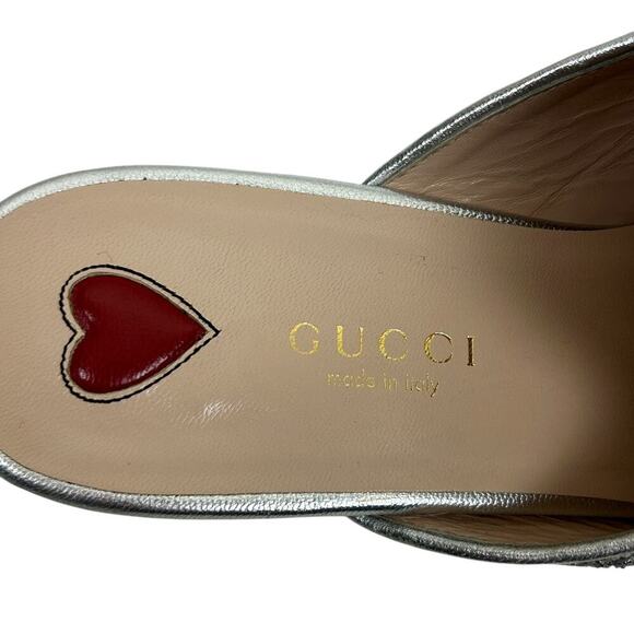 Gucci Silver Glitter Princeton Horsebit Slide Mule Loafers 5.5 - Picture 9 of 13